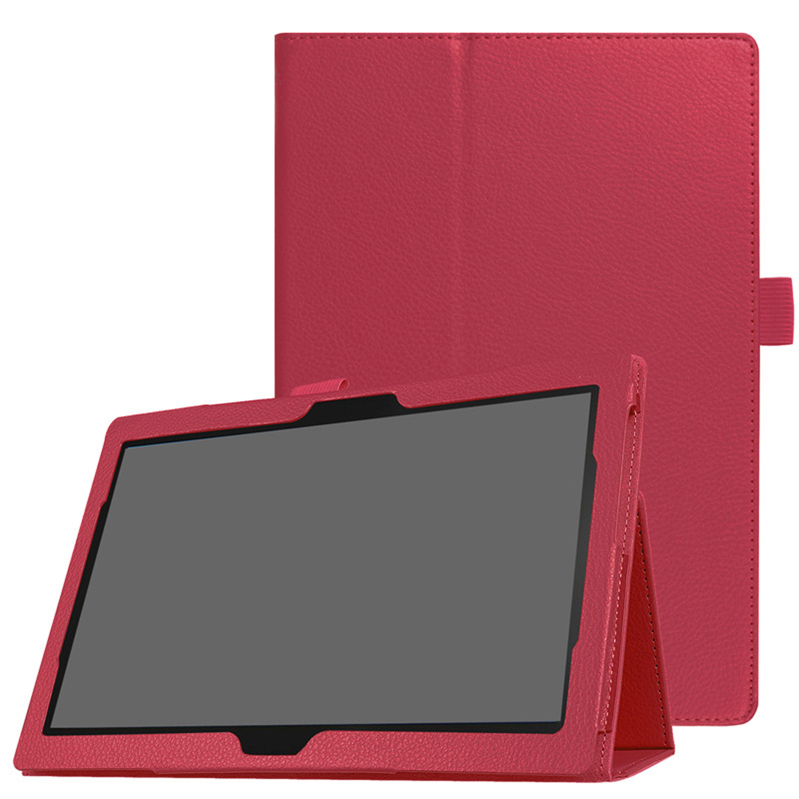 LOBWERK für 10.1 Hülle Kunstleder, Zoll Lenovo Tab Schutzhülle Rot Bookcover TB-X605F/TB-X705F (2018) M10/P10