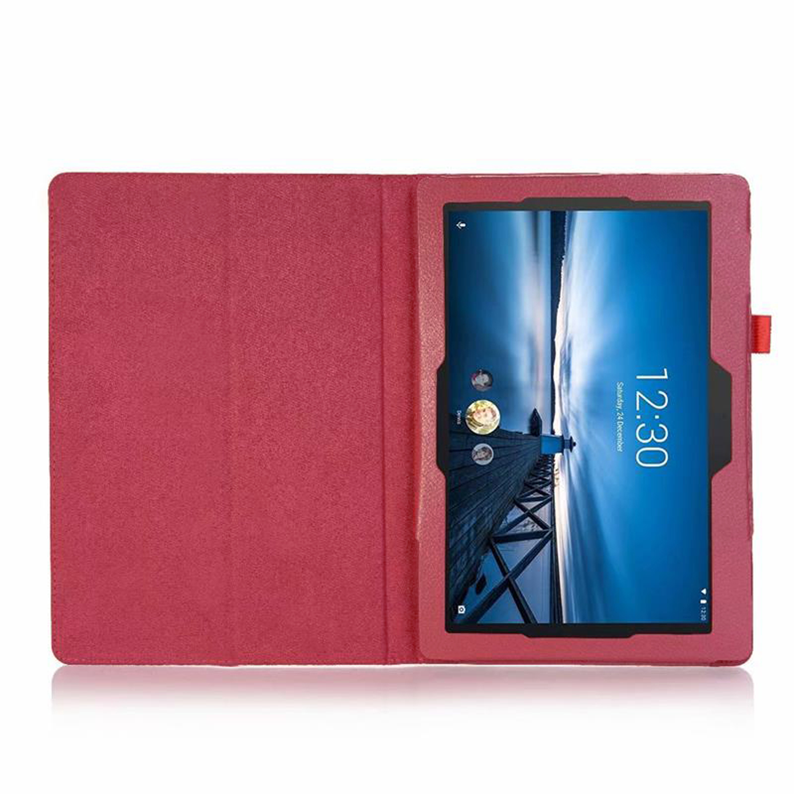 LOBWERK Hülle Schutzhülle TB-X605F/TB-X705F M10/P10 10.1 Lenovo Tab (2018) Bookcover Rot für Zoll Kunstleder