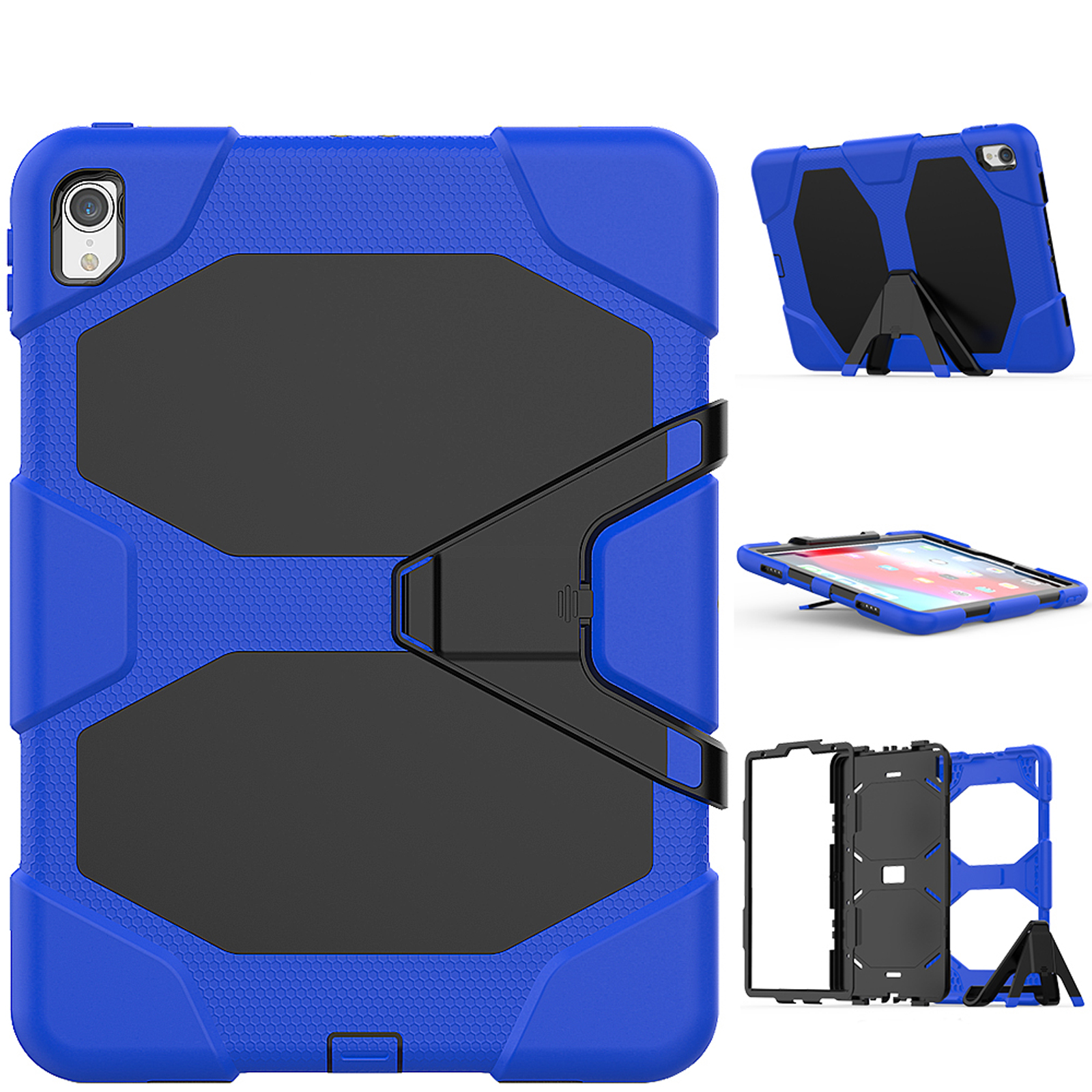 Pro + für 11 Zoll Set Folie Blau iPad Apple 11 LOBWERK Case (2018) Kunststoff, 3in1 Standfunktion) + Bookcover (Schutzhülle