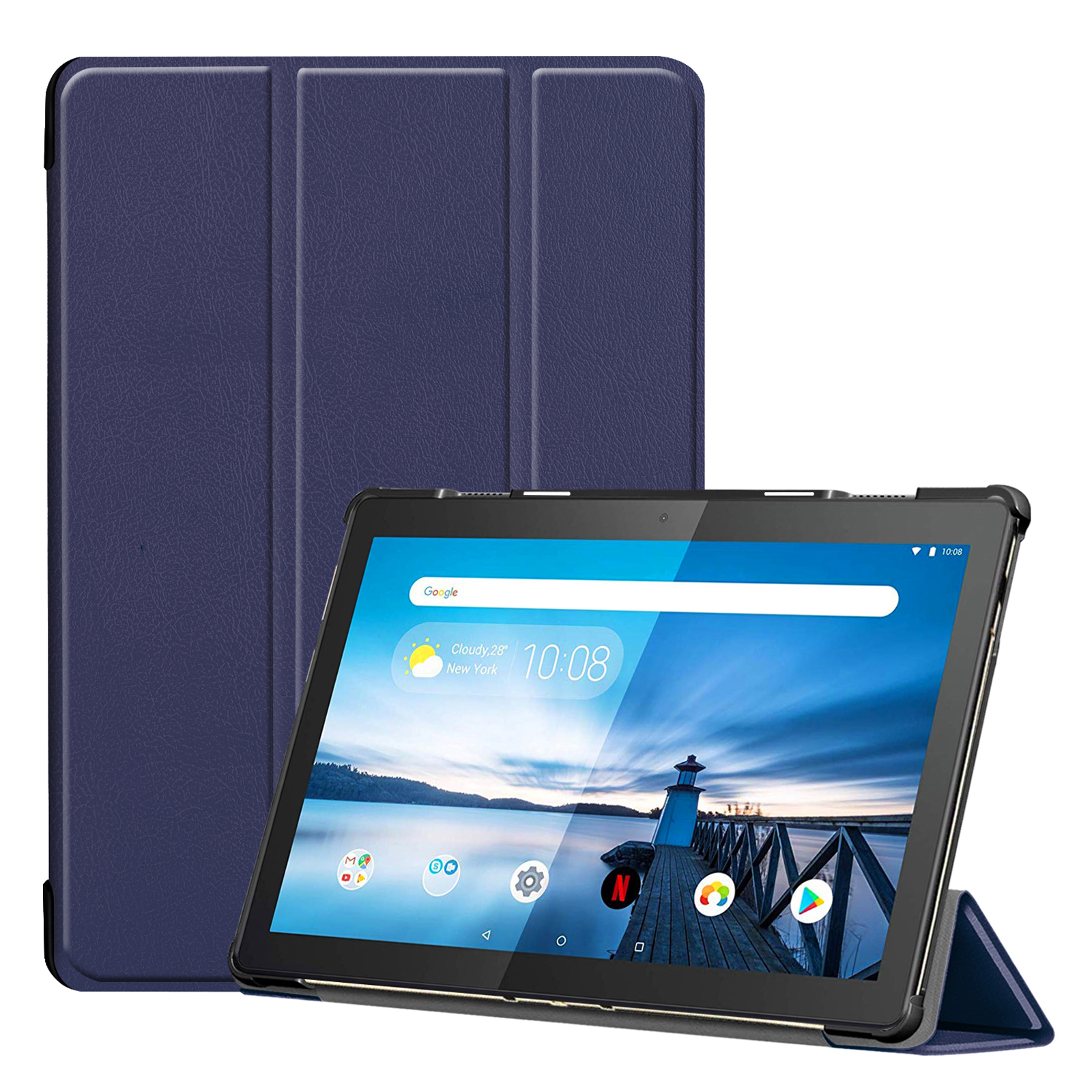 Tab TB-X605F Kunstleder, Hülle Blau Bookcover 10.1 Lenovo für Schutzhülle M10 LOBWERK Zoll (2018)