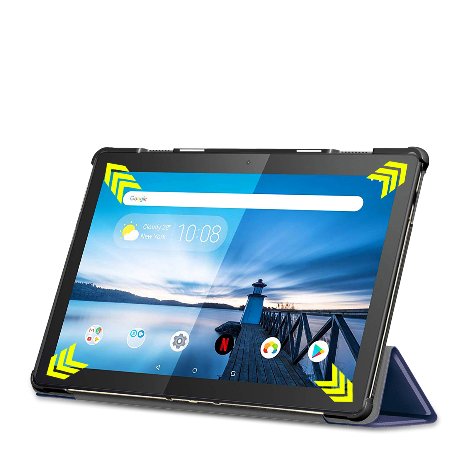 Tab TB-X605F Kunstleder, Hülle Blau Bookcover 10.1 Lenovo für Schutzhülle M10 LOBWERK Zoll (2018)