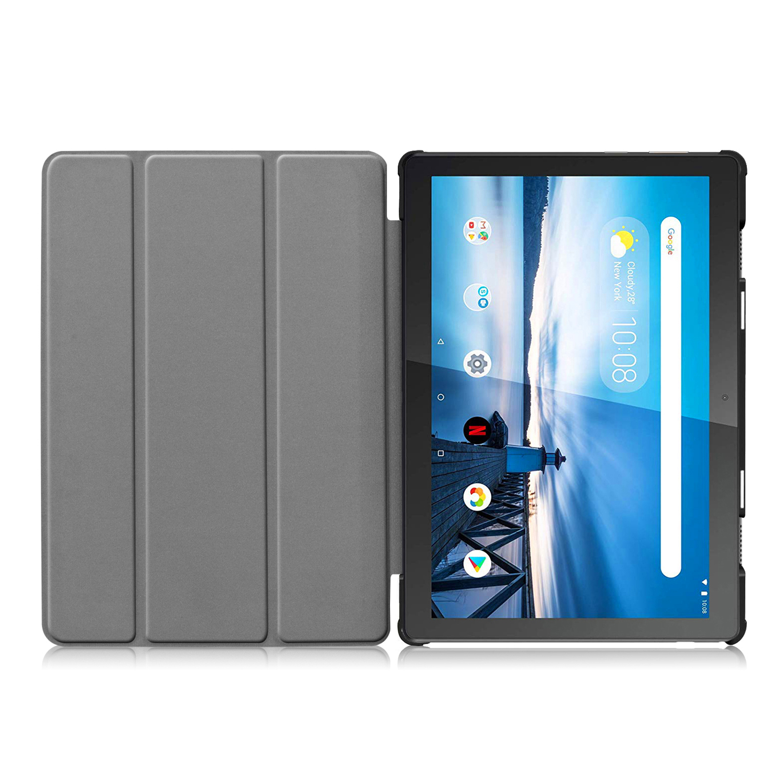 LOBWERK Hülle Schutzhülle Bookcover 10.1 für TB-X605F M10 Tab Kunstleder, Zoll (2018) Blau Lenovo