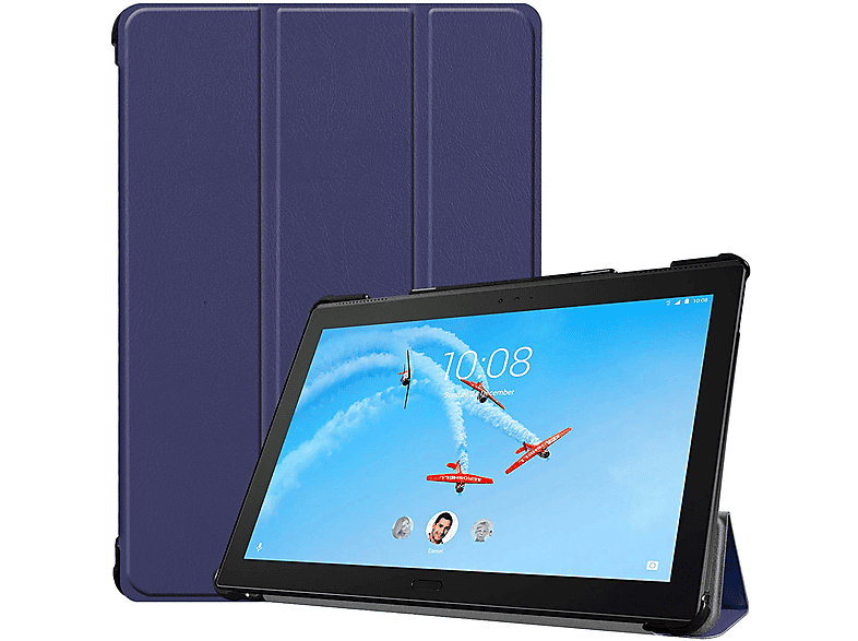 LOBWERK Hülle Schutzhülle Bookcover für Lenovo Tab P10 TB-X705F 10.1 Zoll Kunstleder, Blau
