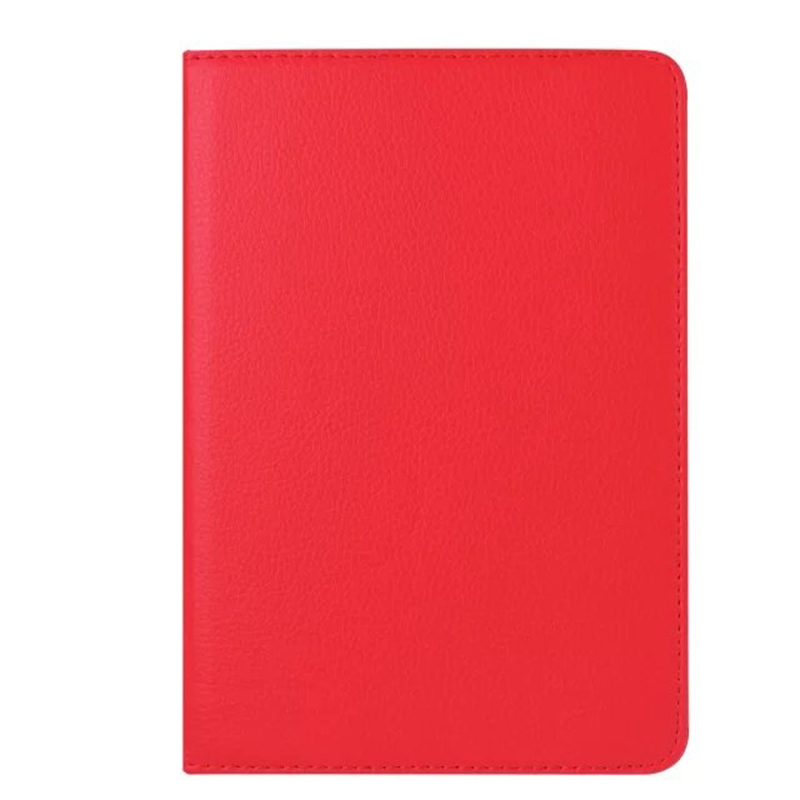 Eine rote Tablethülle. Die Hülle ist geschlossen, mit glatter Oberfläche.