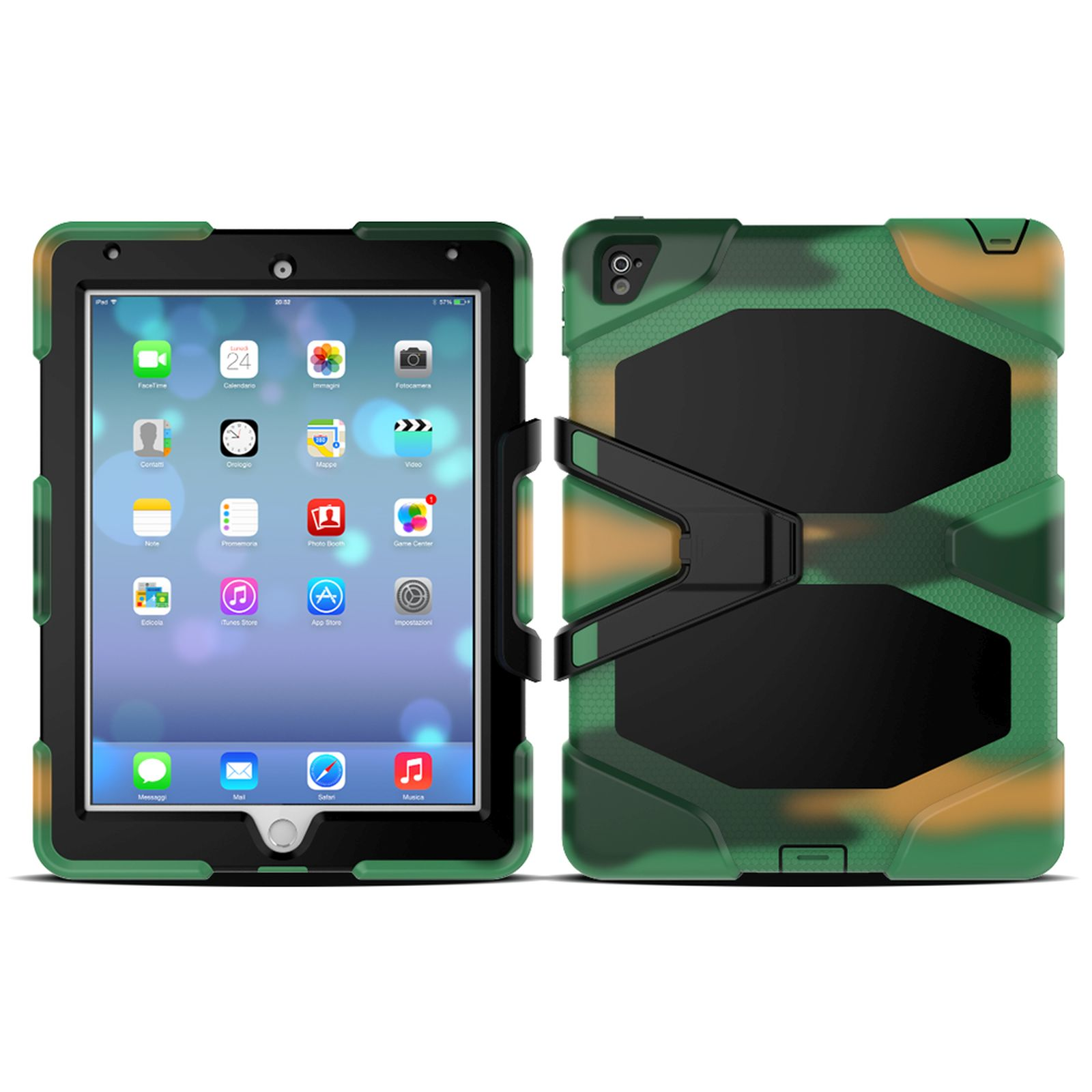 10.5 Schutzhülle 3in1 Case Pro iPad Kunststoff, Camouflage LOBWERK Apple Outdoor Bookcover für Zoll 2017