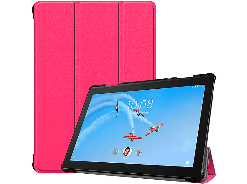 LOBWERK Hülle Schutzhülle Bookcover für Lenovo Tab P10 TB-X705F 10.1 Zoll Kunstleder, Pink