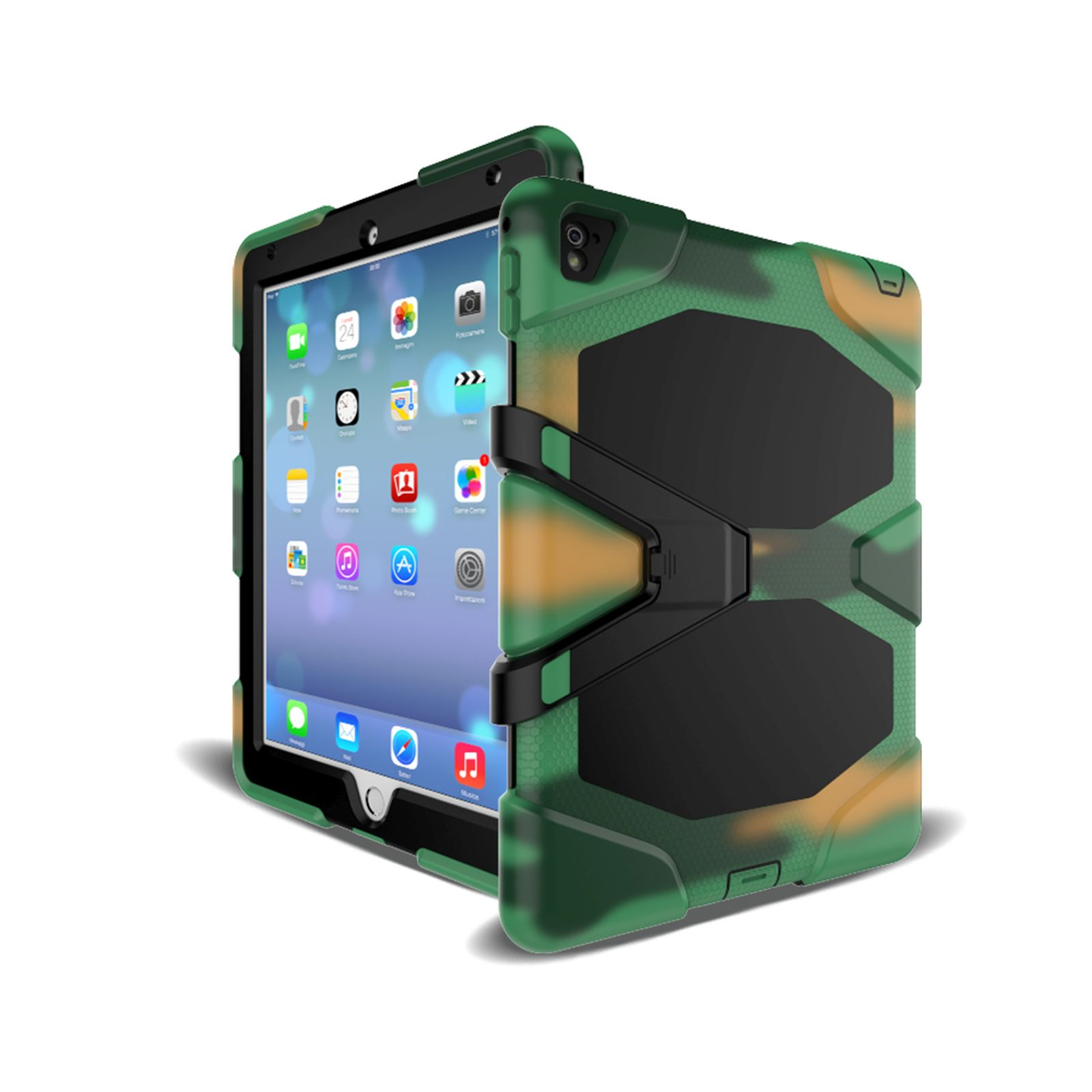 LOBWERK 3in1 Outdoor Schutzhülle für Zoll Apple iPad 2017 Bookcover Pro Camouflage 10.5 Kunststoff, Case