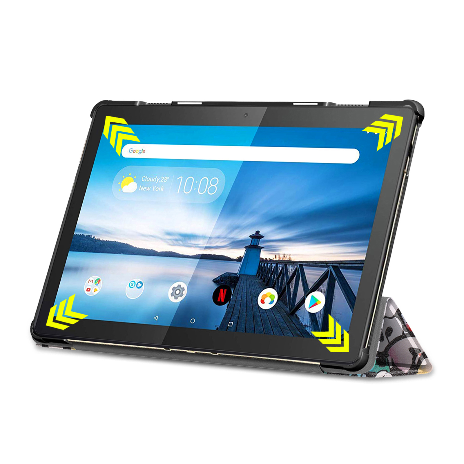 LOBWERK Hülle Schutzhülle Bookcover für 10.1 M10 Kunstleder, Zoll Lenovo (2018) TB-X605F Tab NEU