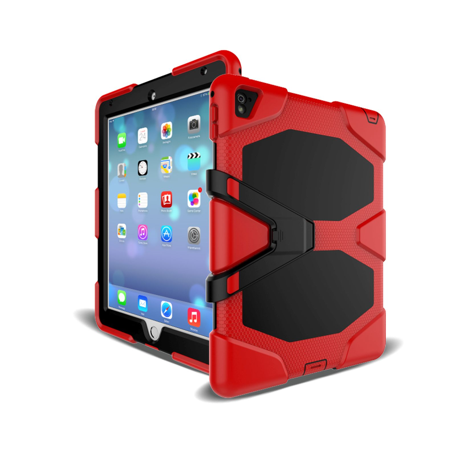 LOBWERK 2017 für 9.7 Outdoor Case Rot Schutzhülle Kunststoff, iPad 3in1 Zoll Apple Bookcover