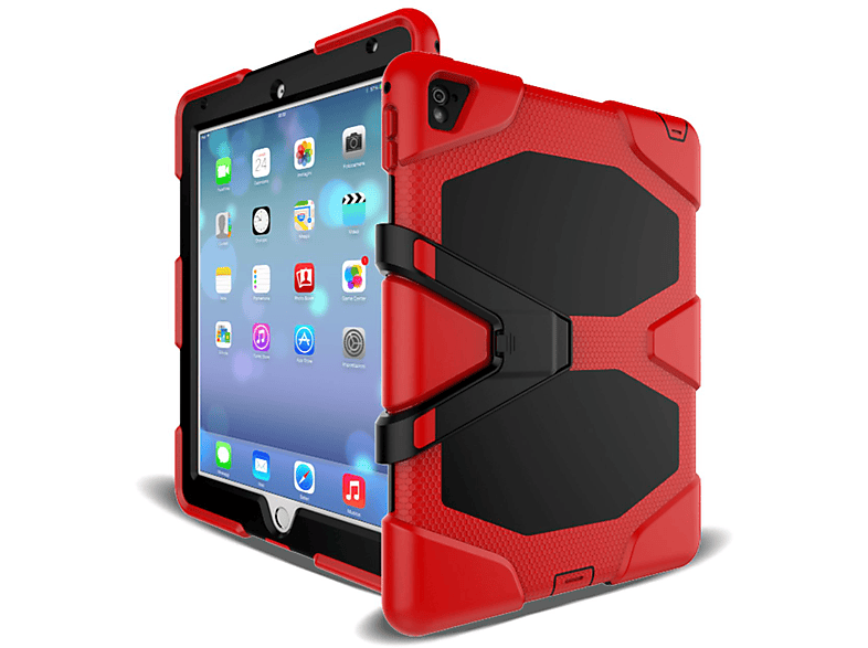 LOBWERK 3in1 Outdoor Schutzhülle Case Bookcover für Apple iPad Pro 2017 10.5 Zoll Kunststoff, Rot