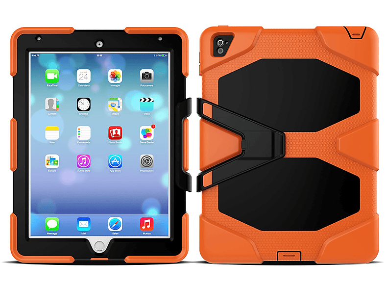 für Zoll 3in1 2017 Orange Case Schutzhülle 9.7 Kunststoff, Outdoor iPad Bookcover LOBWERK Apple