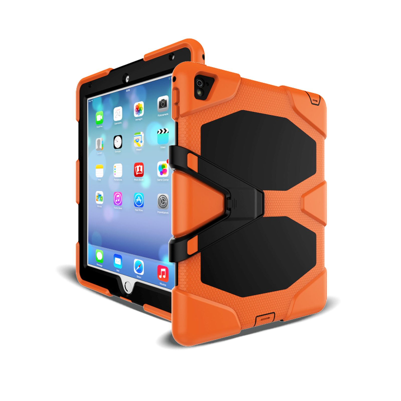 LOBWERK Schutzhülle Apple für Outdoor 3in1 Zoll 2017 Kunststoff, Bookcover Case iPad Orange 9.7