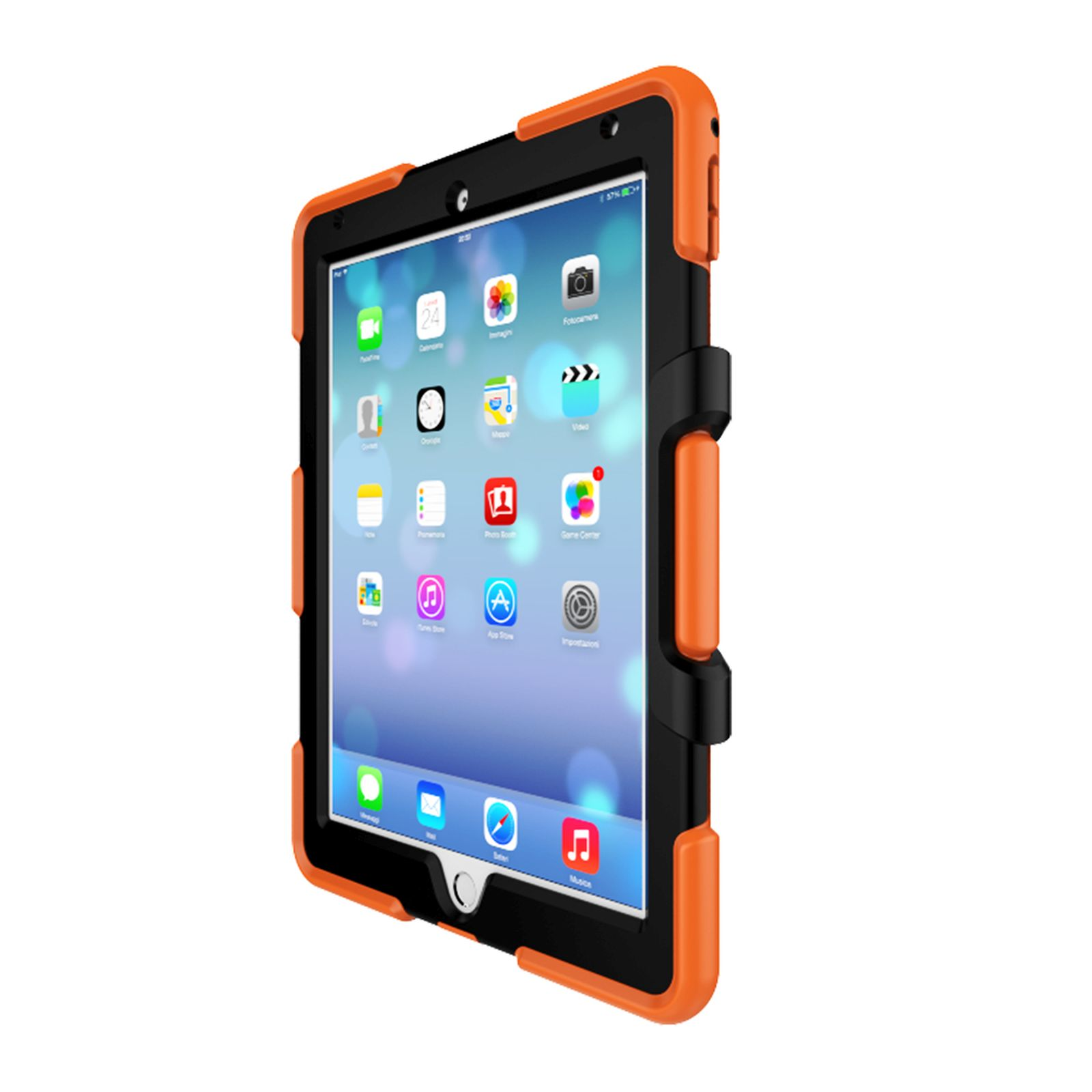 Outdoor Apple Schutzhülle Bookcover für 9.7 Zoll LOBWERK 3in1 Kunststoff, 2017 Orange Case iPad