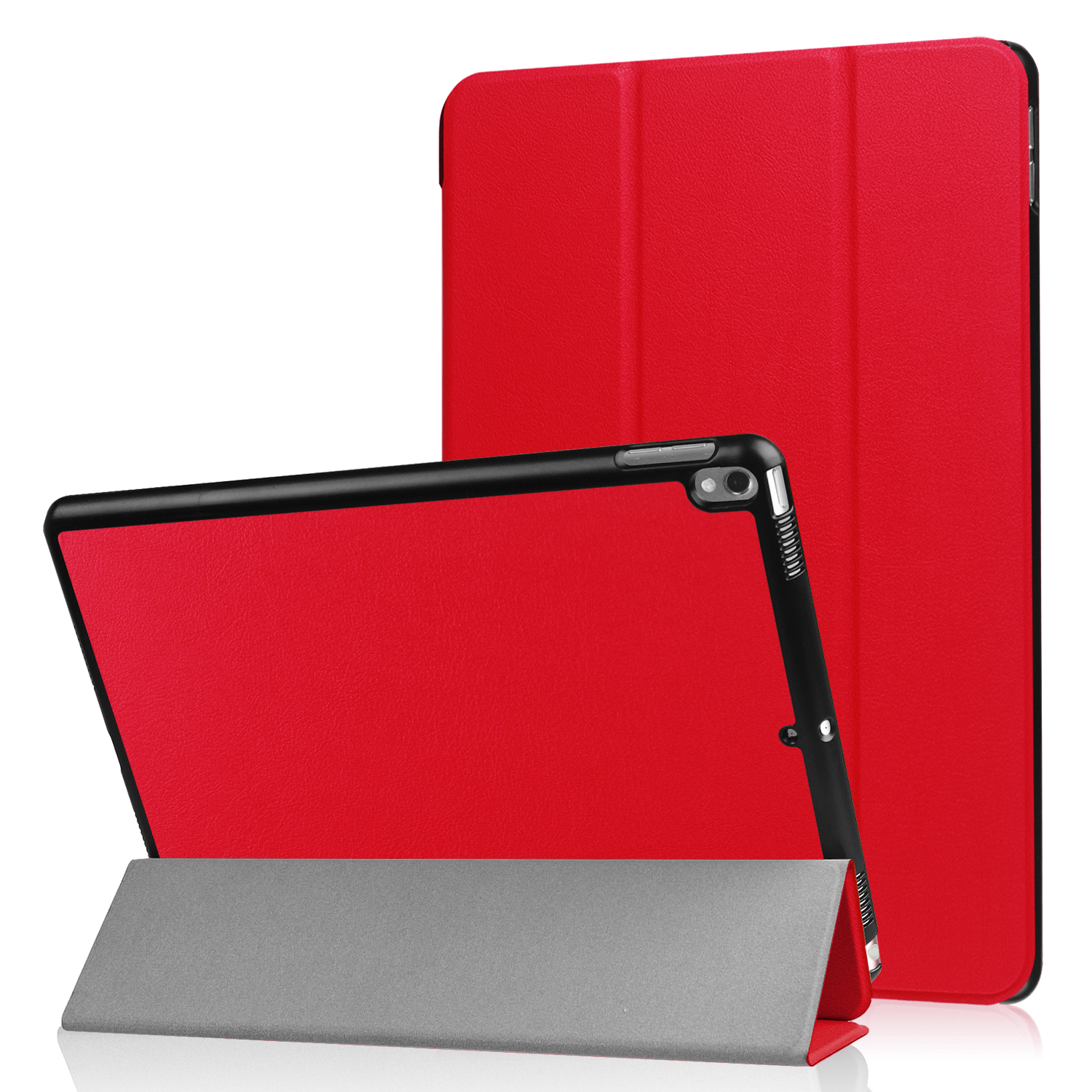 LOBWERK Hülle 2017 Apple 3 iPad 10.5 Air 2019 Rot Kunstleder, iPad Pro Schutzhülle Bookcover für Zoll