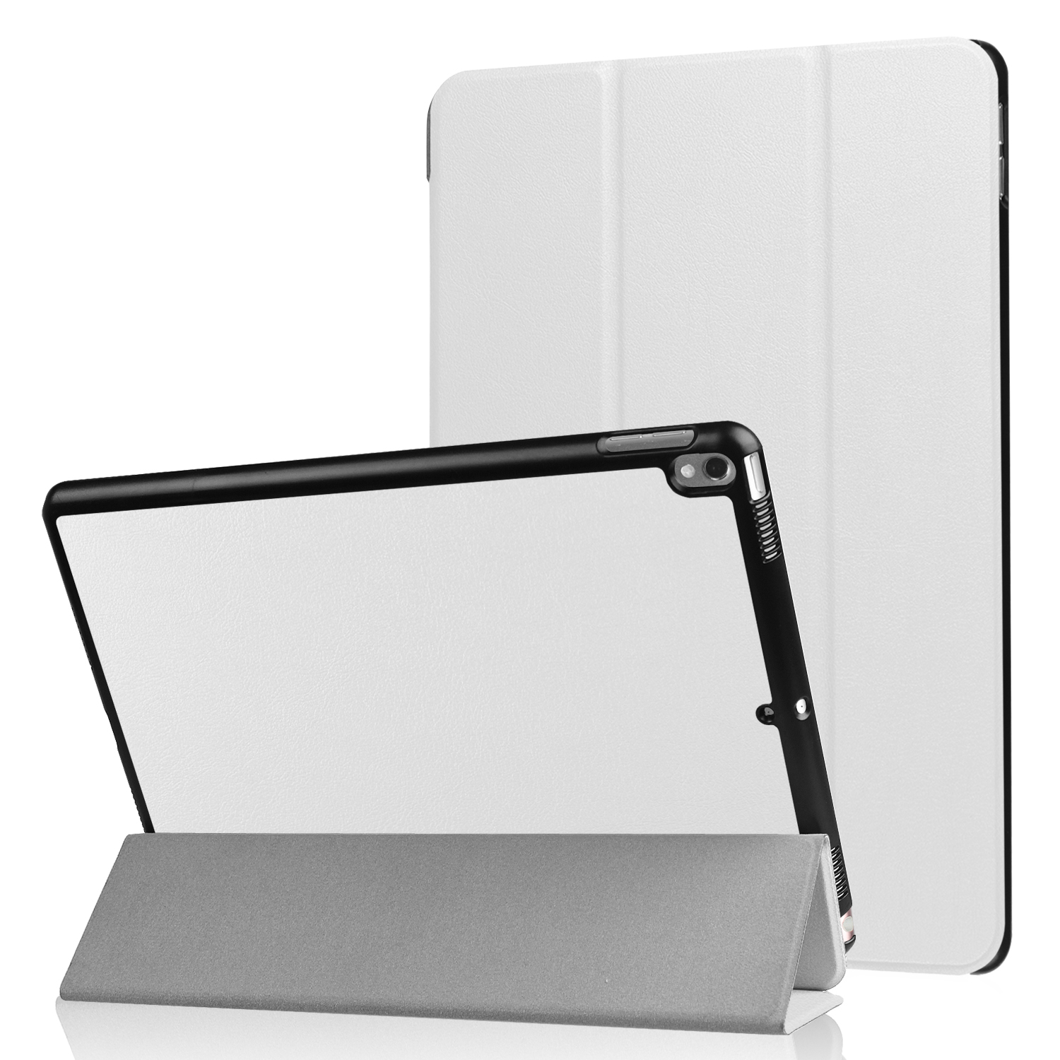 LOBWERK Hülle Schutzhülle Bookcover für Pro Apple Air Zoll iPad 3 Kunstleder, 2019 2017 10.5 Weiß iPad