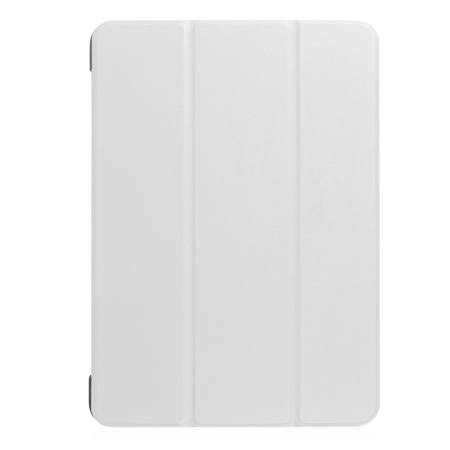 Weiße Tablet-Hülle, geschlossen. Weißer Hintergrund.