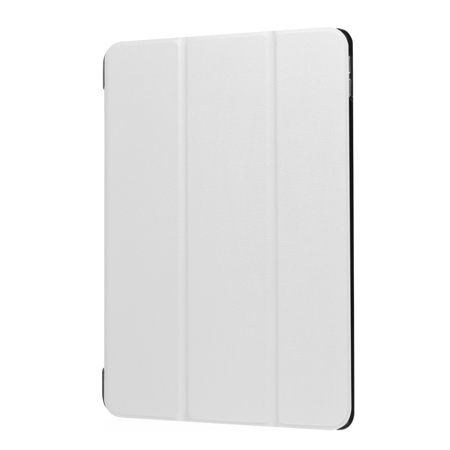 Tablet-Hülle, gefaltet, weiß. Schlichtes und sauberes Design mit schwarzem Rahmen.