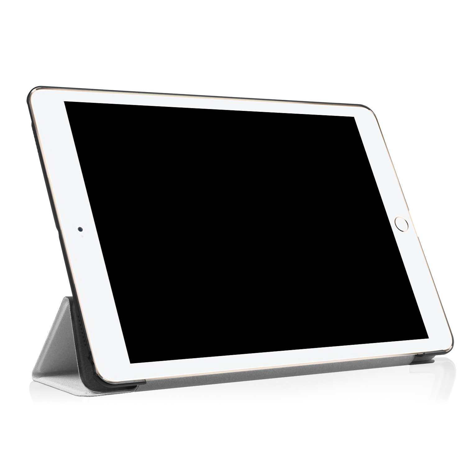Tablet auf weißem Hintergrund. Der Bildschirm ist schwarz, zeigt keinen Inhalt.