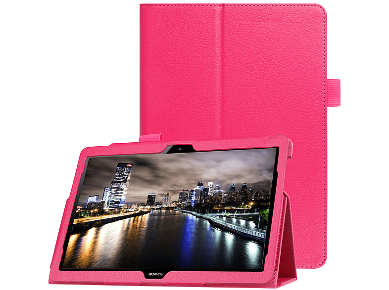 LOBWERK Hülle Schutzhülle Bookcover für Huawei T3 10 9.6 Zoll Kunstleder, Pink