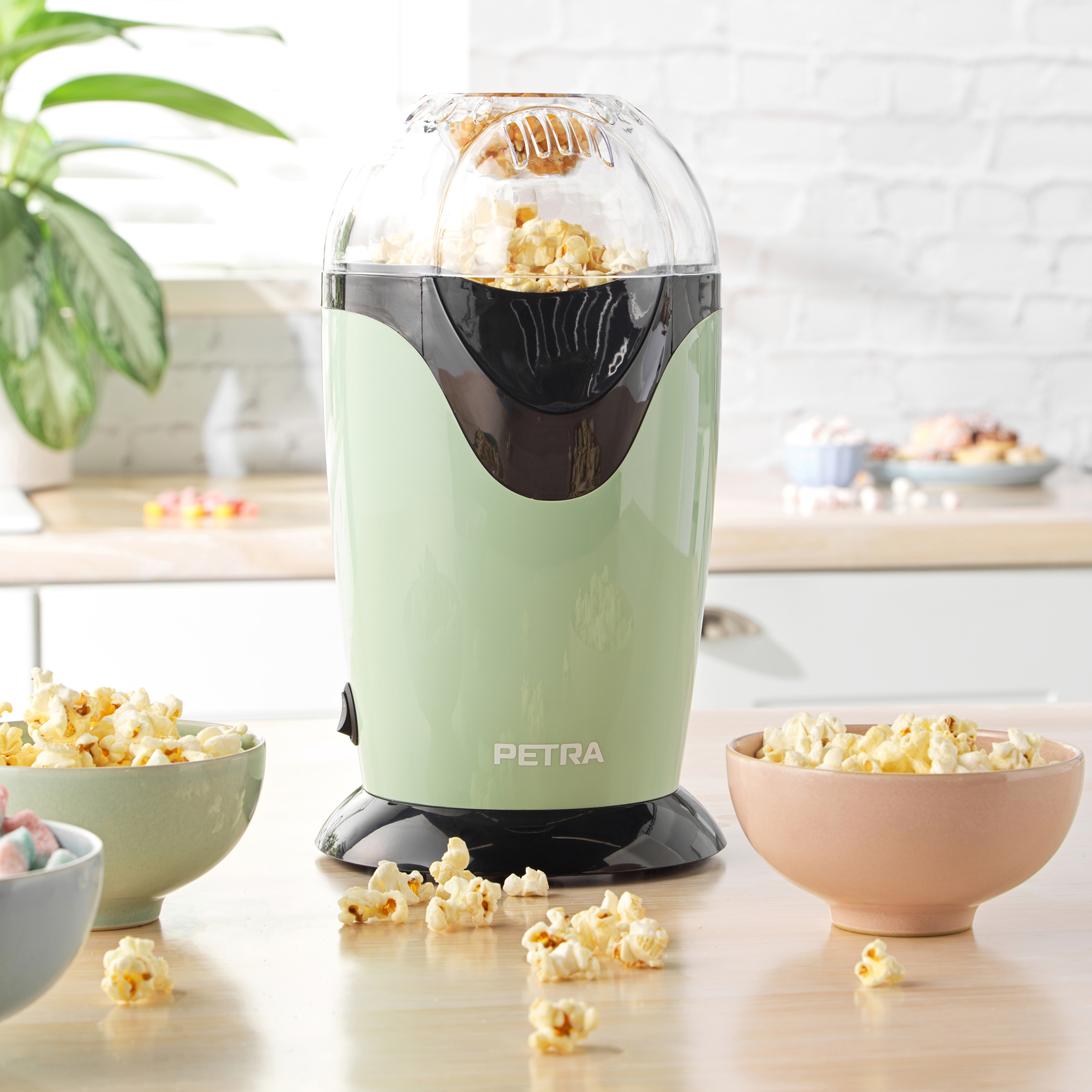 PETRA Retro Popcornmaschine ohne - oder Popcorn Butter - Popcorn - Öl - Messbecher grün 1200W Heißluft maker Popcornmaschine