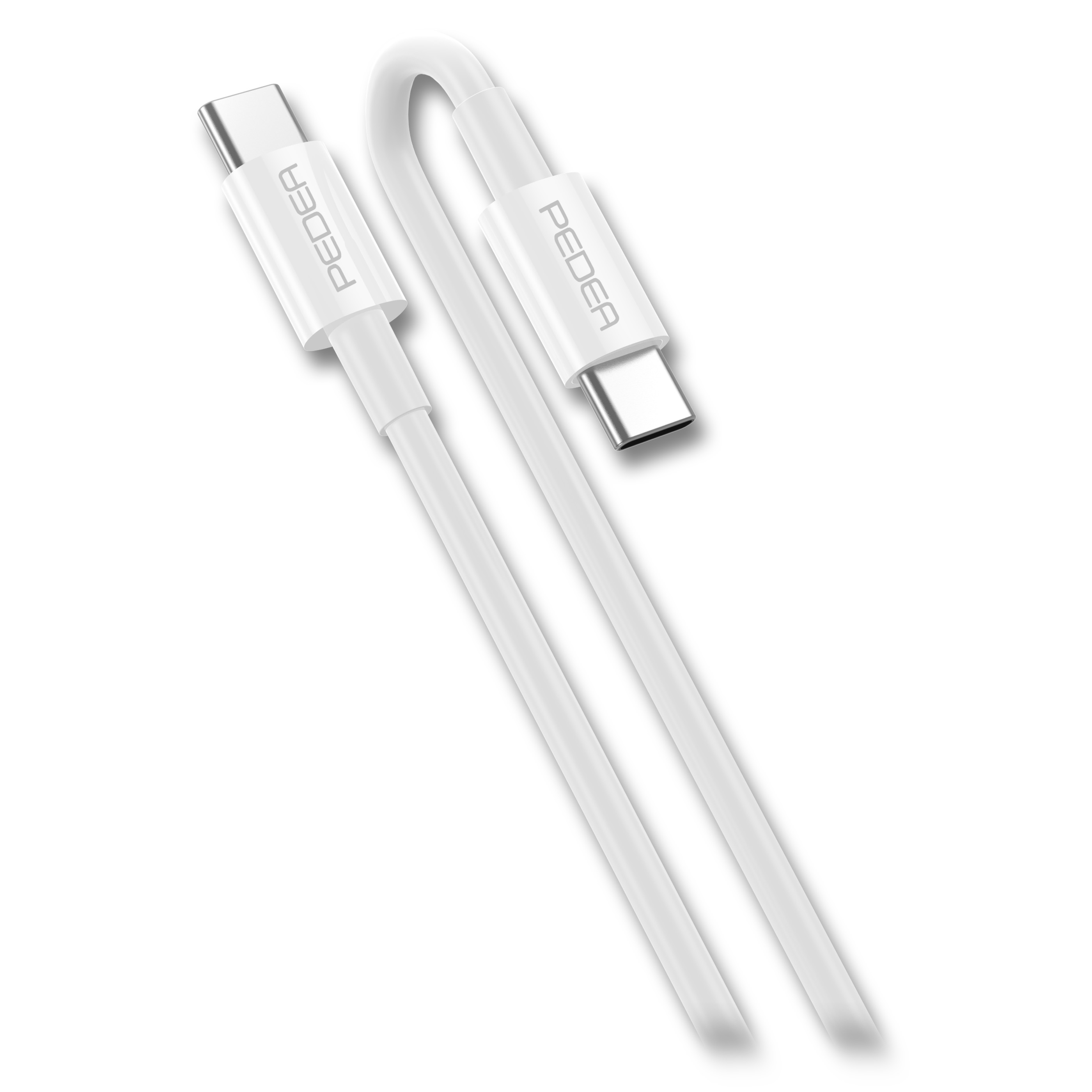 PEDEA USB-C/USB-C Daten- und Schnellladekabel, 480 Mbit/s Übertragungsrate Meter Länge, Daten-/Ladekabel Weiß 1