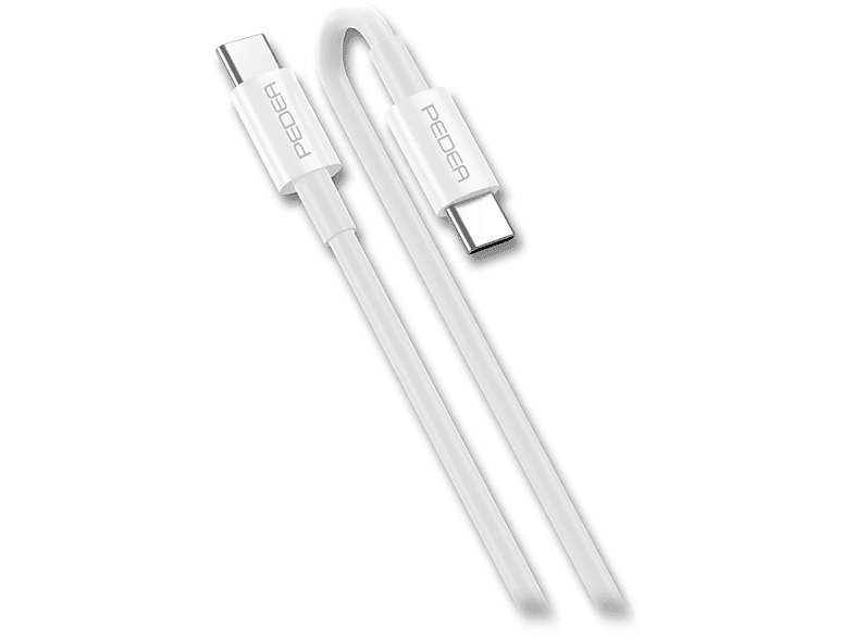 PEDEA USB-C/USB-C Daten- und Schnellladekabel, 1 Meter Länge, 480 Mbit/s Übertragungsrate Daten-/Ladekabel Weiß