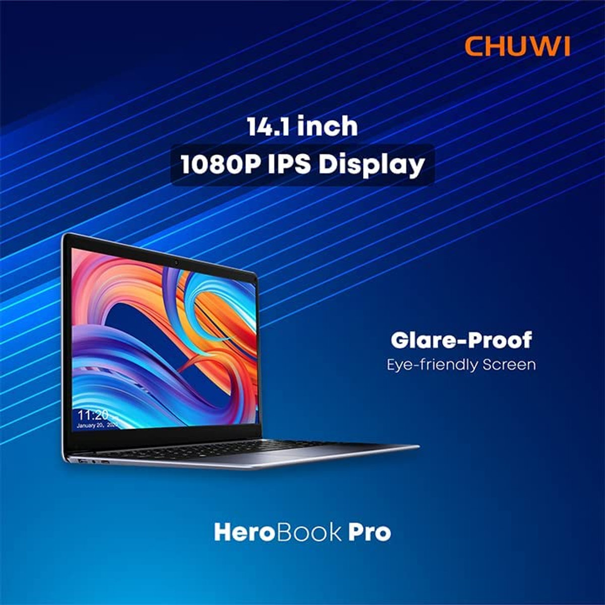 Un laptop CHUWI HeroBook Pro con display IPS 1080P da 14,1 pollici.
