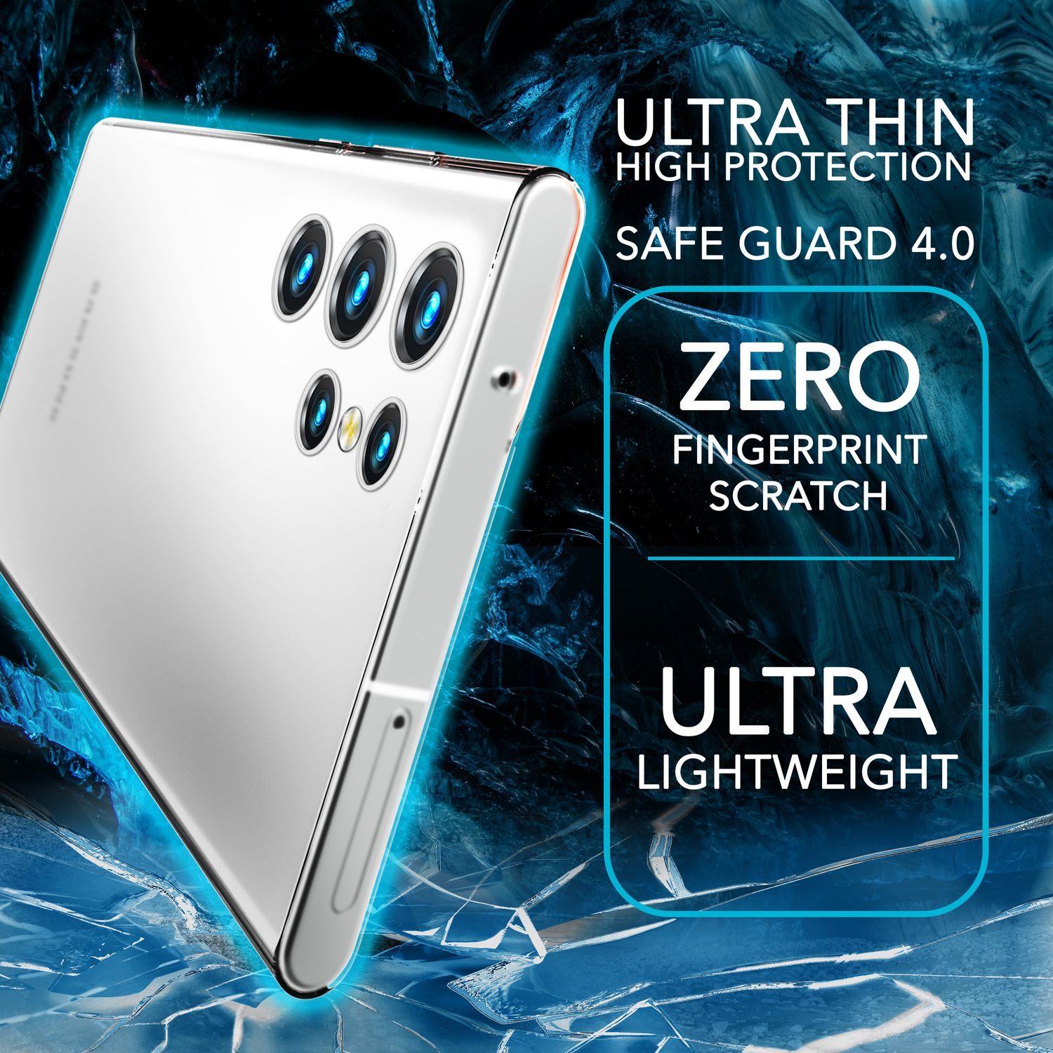 NALIA Extrem Dünnes 0,3mm Displayschutz, mit Galaxy 2x Weiß Hardcase Backcover, S23 Samsung, Ultra