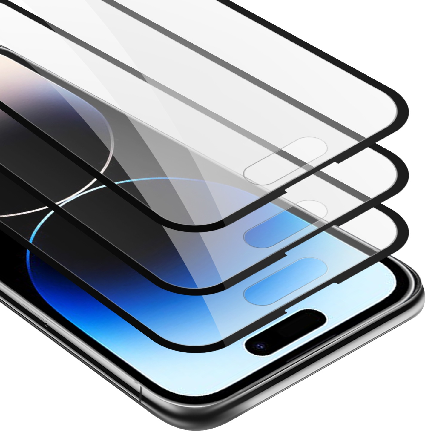 Schutzfolie(für Schutzglas MAX) iPhone PRO 14 Vollbild Apple 3x Tempered CADORABO