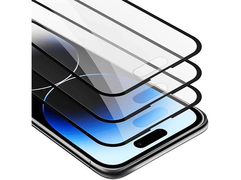 CADORABO 3x Vollbild Schutzglas Tempered Schutzfolie(für Apple iPhone 14 PRO) | Schutzfolien & Schutzgläser