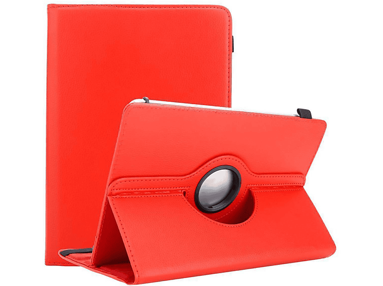 CADORABO Tablet Hülle 360 Grad Schutz Tablethülle Backcover für Alcatel Kunstleder, ROT