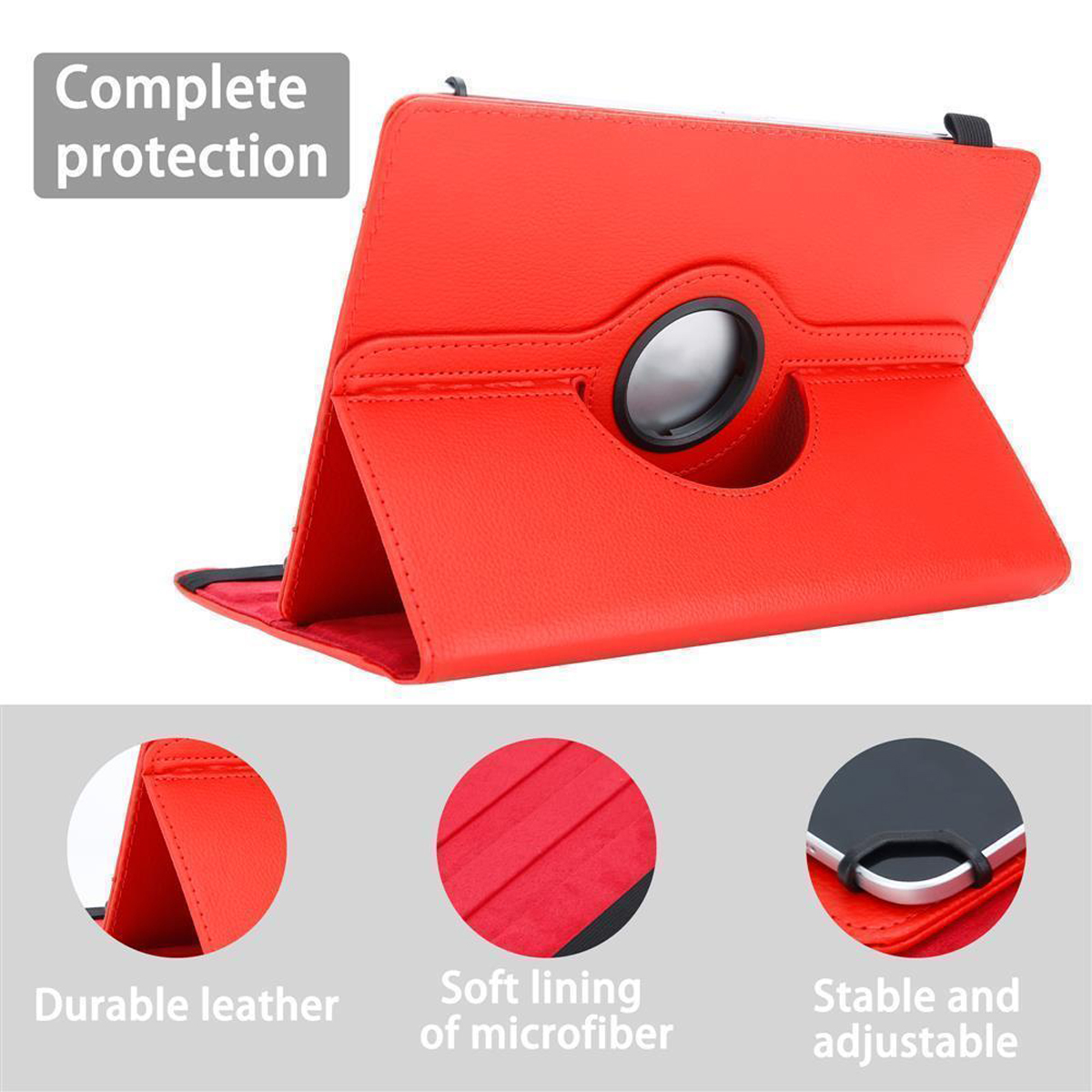 CADORABO Grad Schutz Kunstleder, Hülle 360 Backcover Asus ROT für Tablet Tablethülle