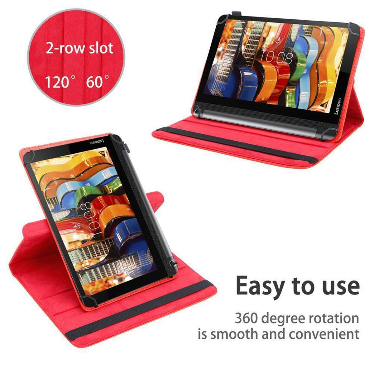 CADORABO ROT Tablethülle Kunstleder, Lenovo Backcover 360 Hülle Schutz Tablet Grad für