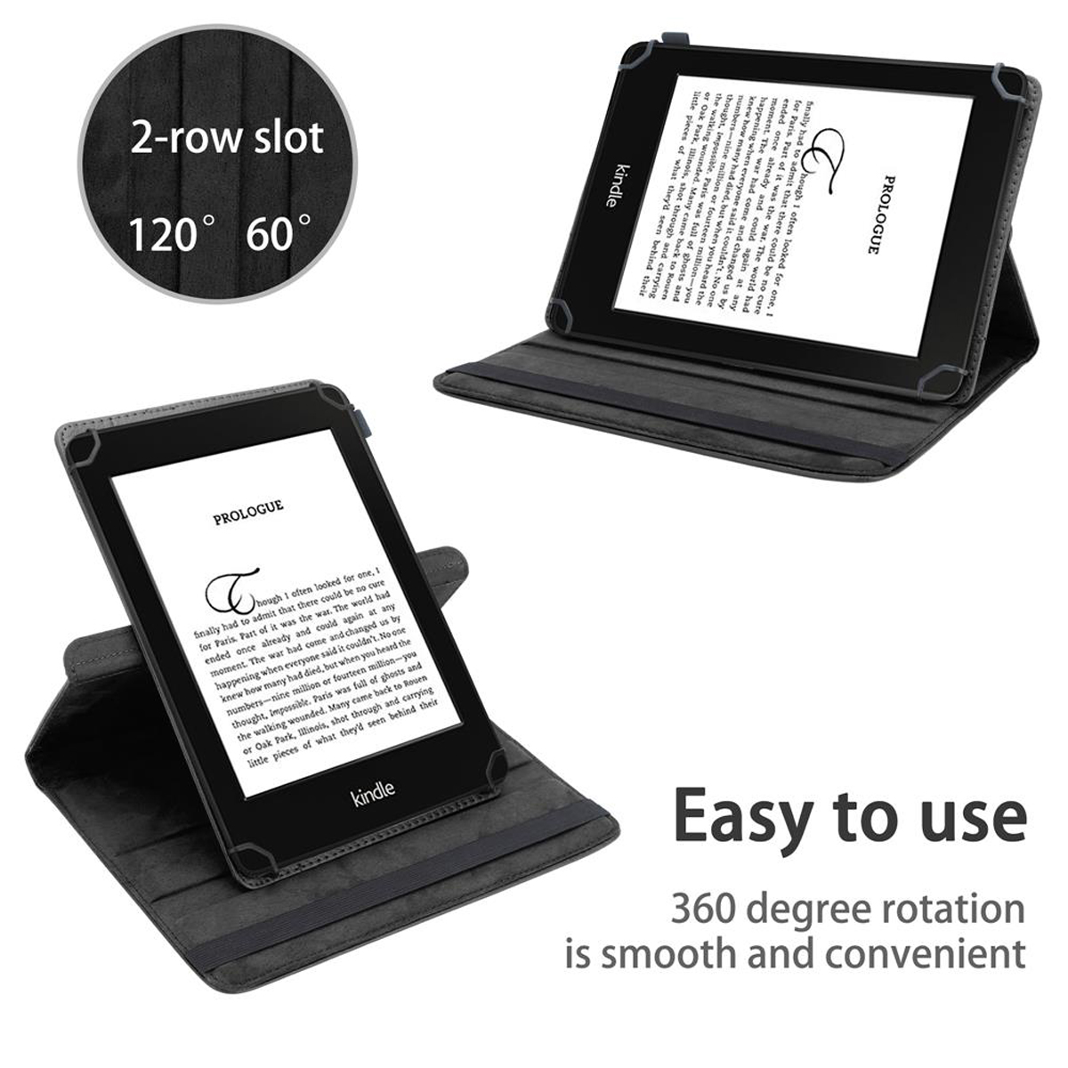 CADORABO Kindle 360 Backcover Hülle Schutz Kunstleder, SCHWARZ Tablethülle für Grad Tablet