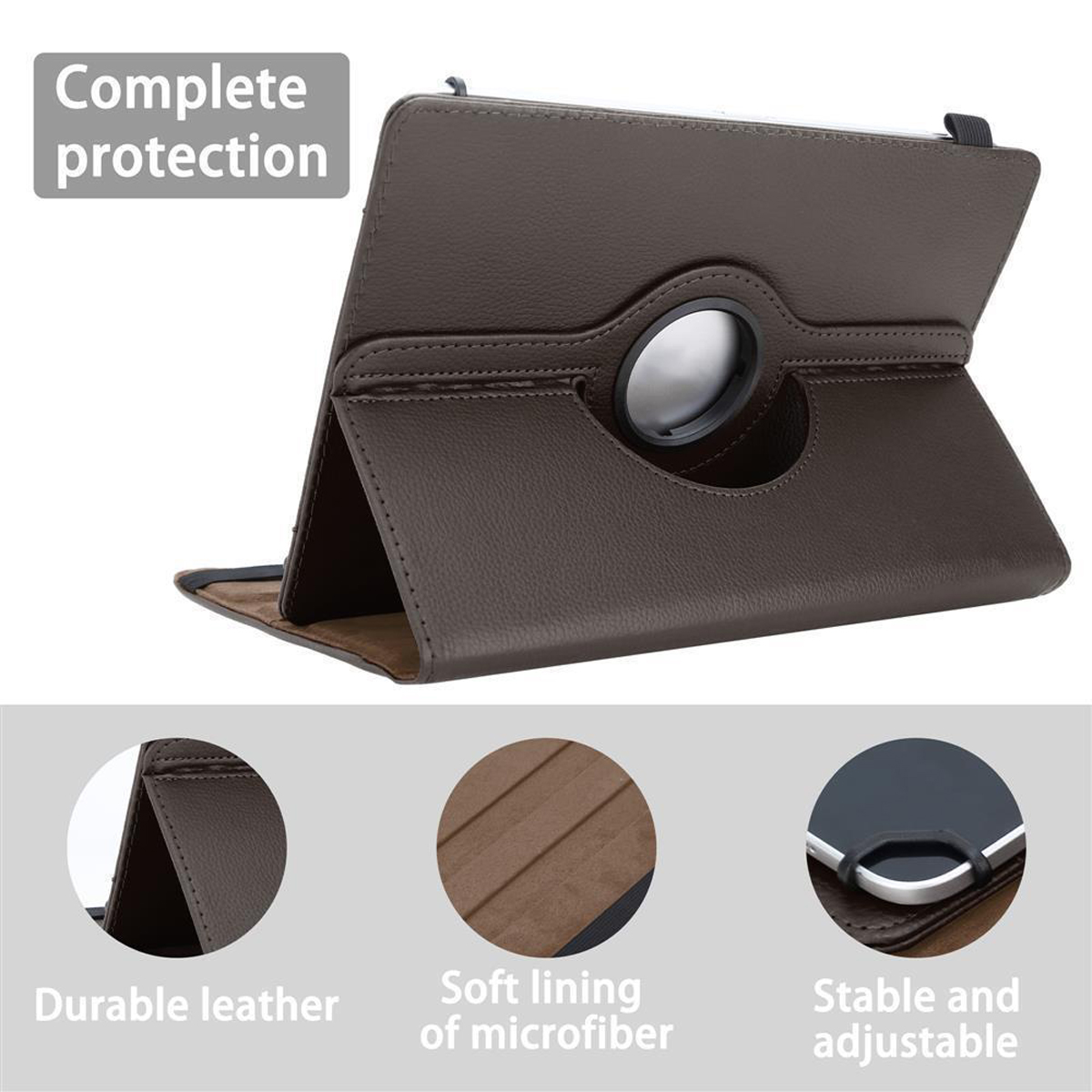 CADORABO Tablet Hülle BRAUN 360 Grad Kunstleder, für GoClever Tablethülle Schutz Backcover