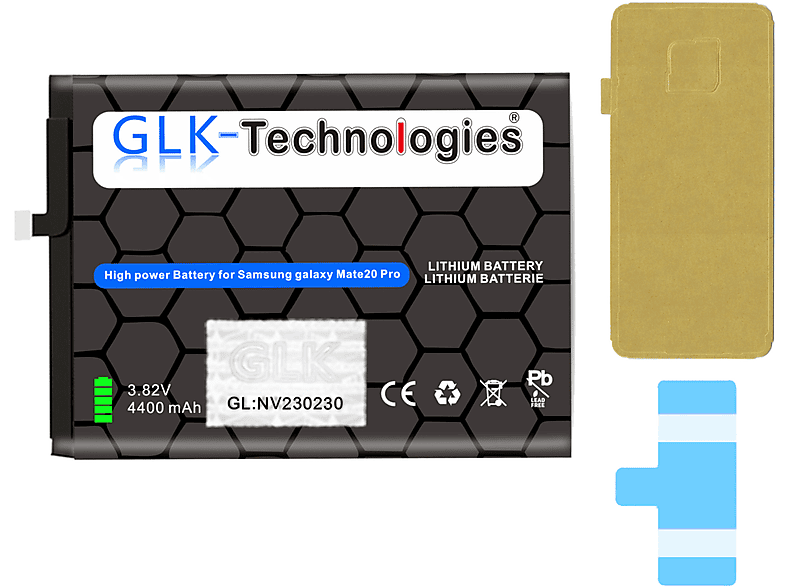 20 Huawei PRO HB486486ECW Klebebandsätze GLK-TECHNOLOGIES Ersatz PRO Akku Akku / Lithium-Ionen-Akku Ersatz inkl. P30 4400mAh Mate für