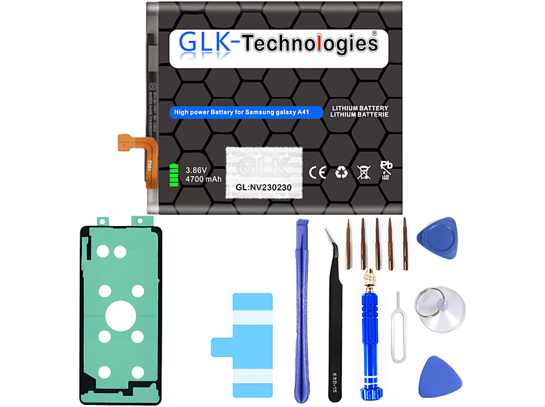 GLK-TECHNOLOGIES Ersatz Akku für Samsung Galaxy A41 A415F  4700mAh inkl.  Klebebandsätze Lithium-Ionen-Akku Ersatz Akku