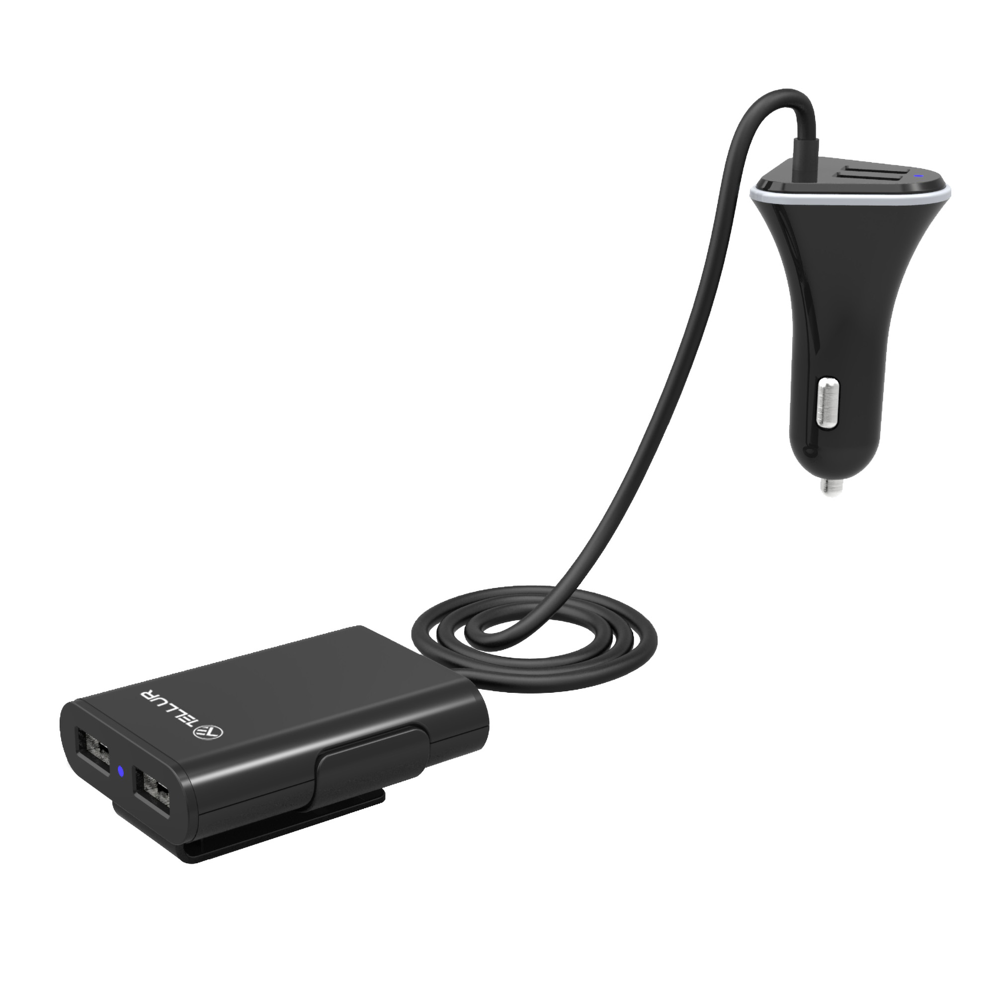 TELLUR 4*USB, 9.6A, 1.8m Auto-Ladegerät Mobile Smartphones, Schwarz NA, NA, 12-24 Volt, GPS), (Tablets, Geräte