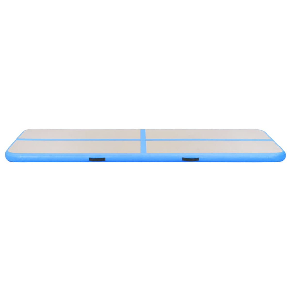 Tappeto airtrack blu e grigio, rettangolare, con bordo blu, sfondo chiaro.