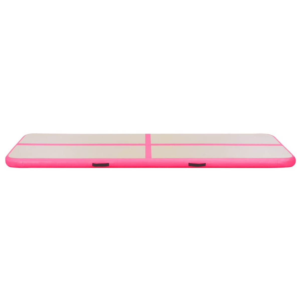 Tappeto da pista ad aria rosa e bianco. Sfondo bianco.