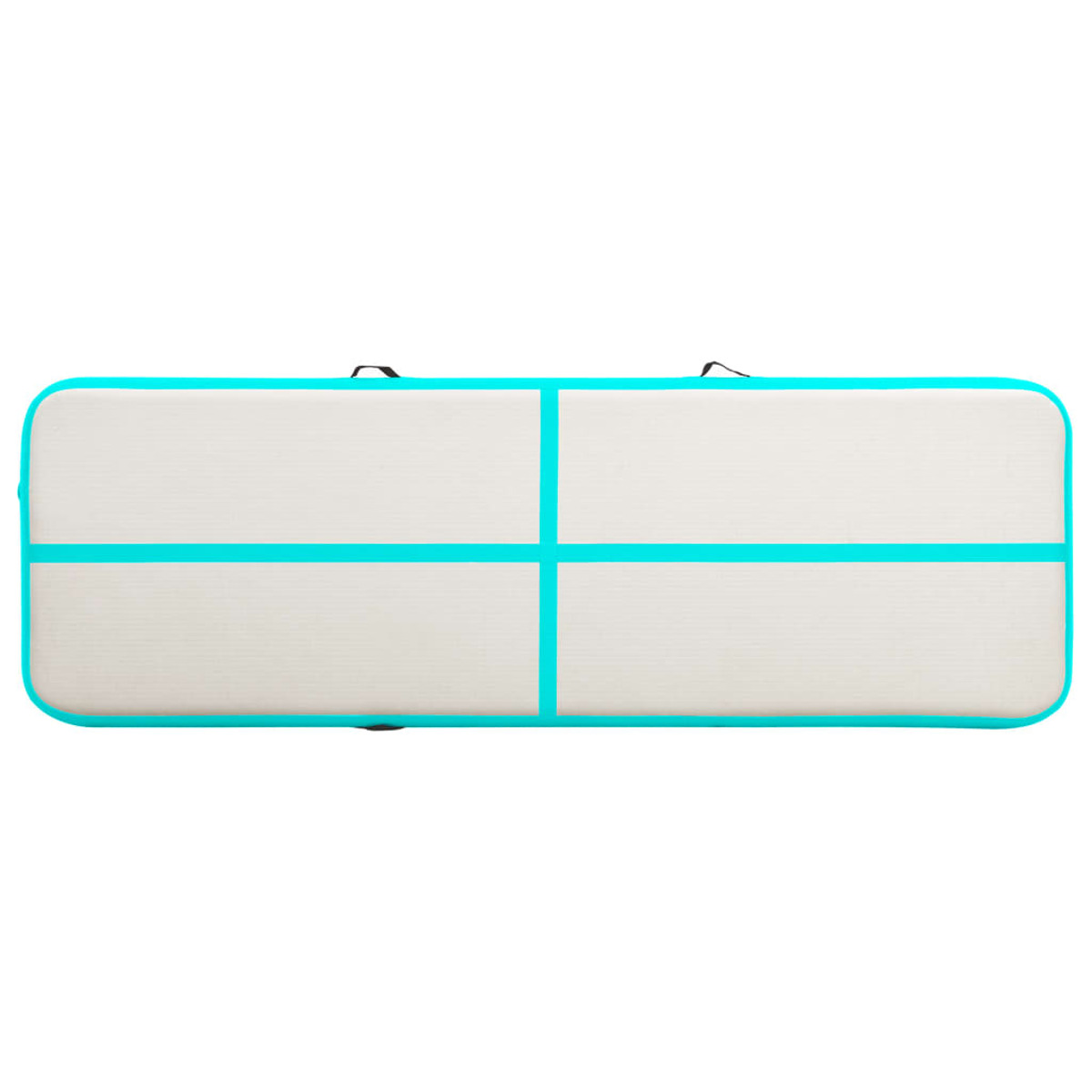 Weiß-blaue, rechteckige, aufblasbare Airtrack-Matte, viergeteiltes Design.
