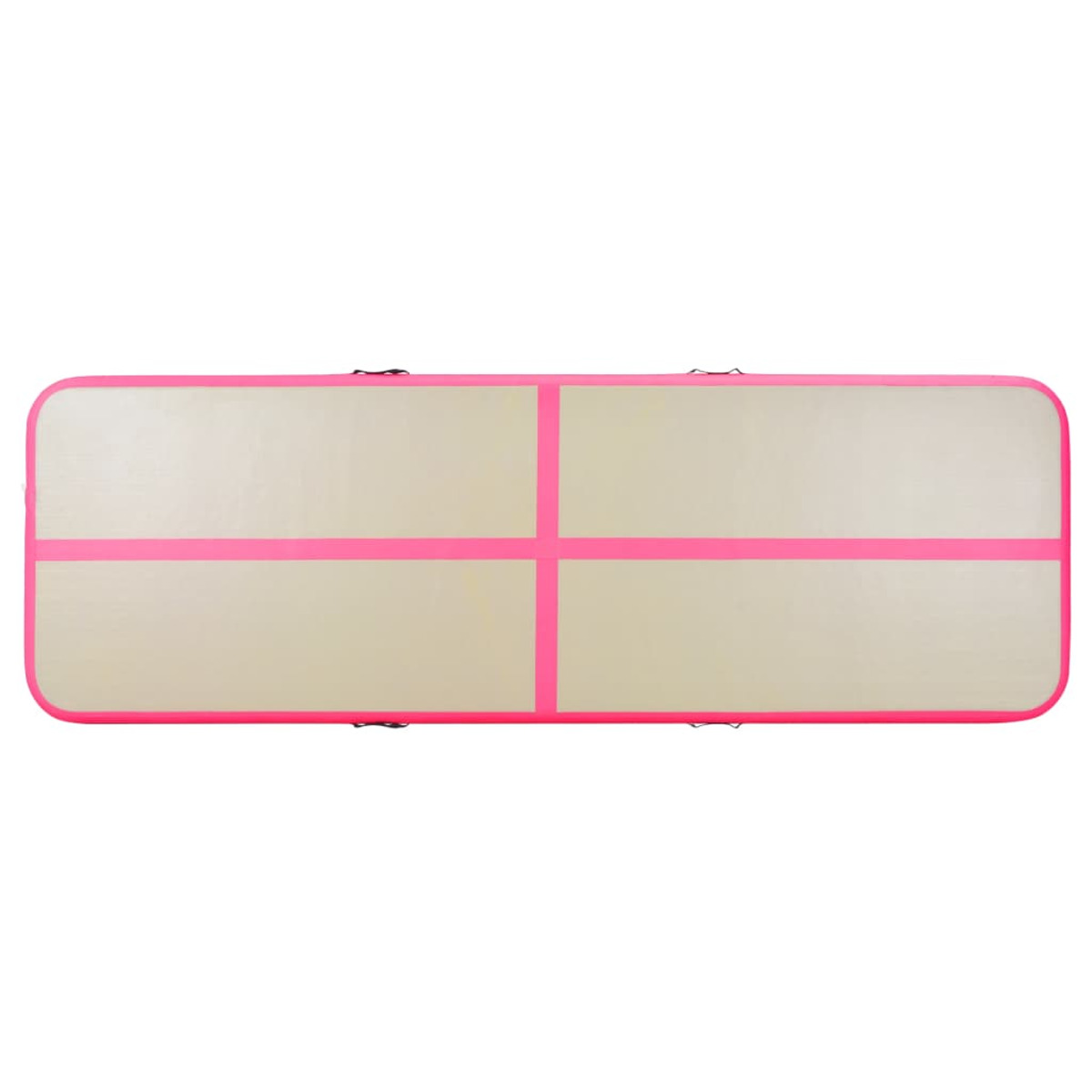 Pista d'aria rettangolare, beige con bordi e linee incrociate rosa.