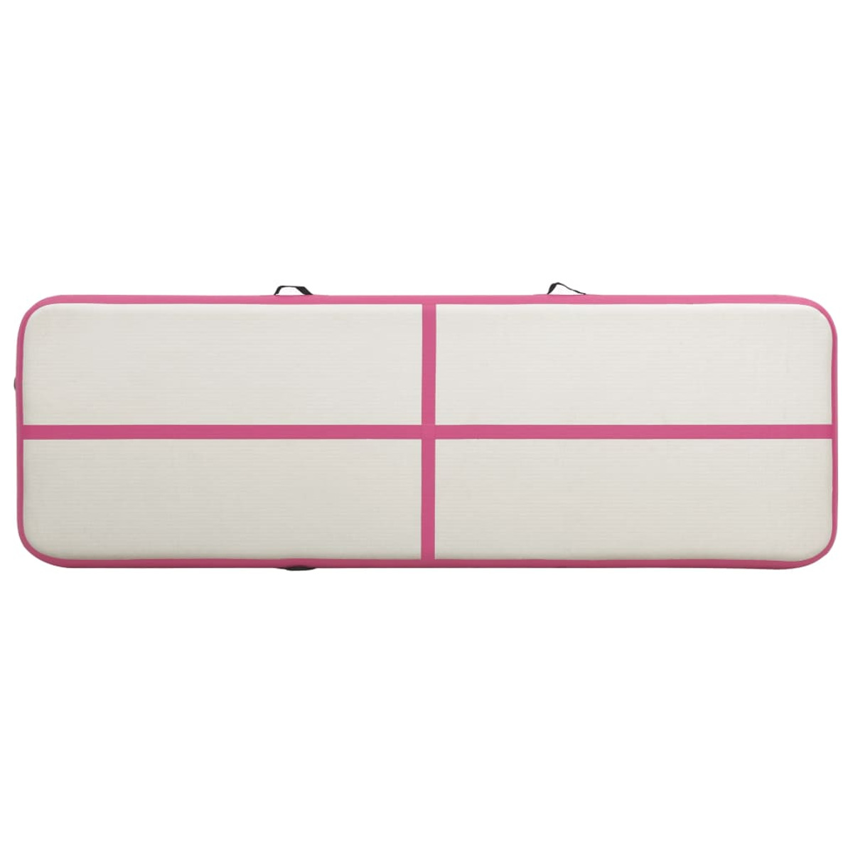 Tappeto Airtrack rosa e bianco, con bordi rosa, su sfondo bianco.