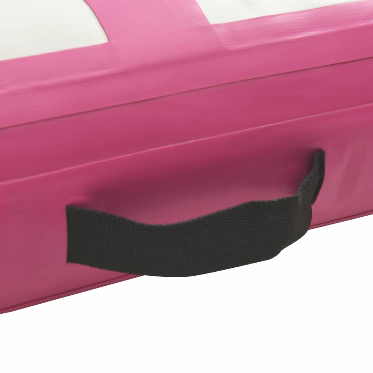 Airtrack rosa con manico nero sul lato. Sfondo bianco.