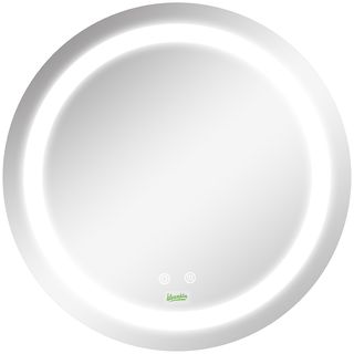 Espejo inteligente  - Luz LED, Ø50x4,6 cm, Interruptor Táctil, 3 Luces Ajustables, Función de Memoria, Antivaho KLEANKIN, Plata