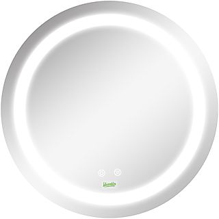 Espejo inteligente  - Luz LED, Ø50x4,6 cm, Interruptor Táctil, 3 Luces Ajustables, Función de Memoria, Antivaho KLEANKIN, Plata