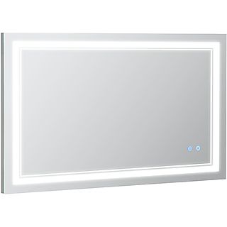 Espejo inteligente  - Luz LED, 100x60 cm, Interruptor Táctil, 3 Luces, Ajustable, Memoria KLEANKIN, Plata
