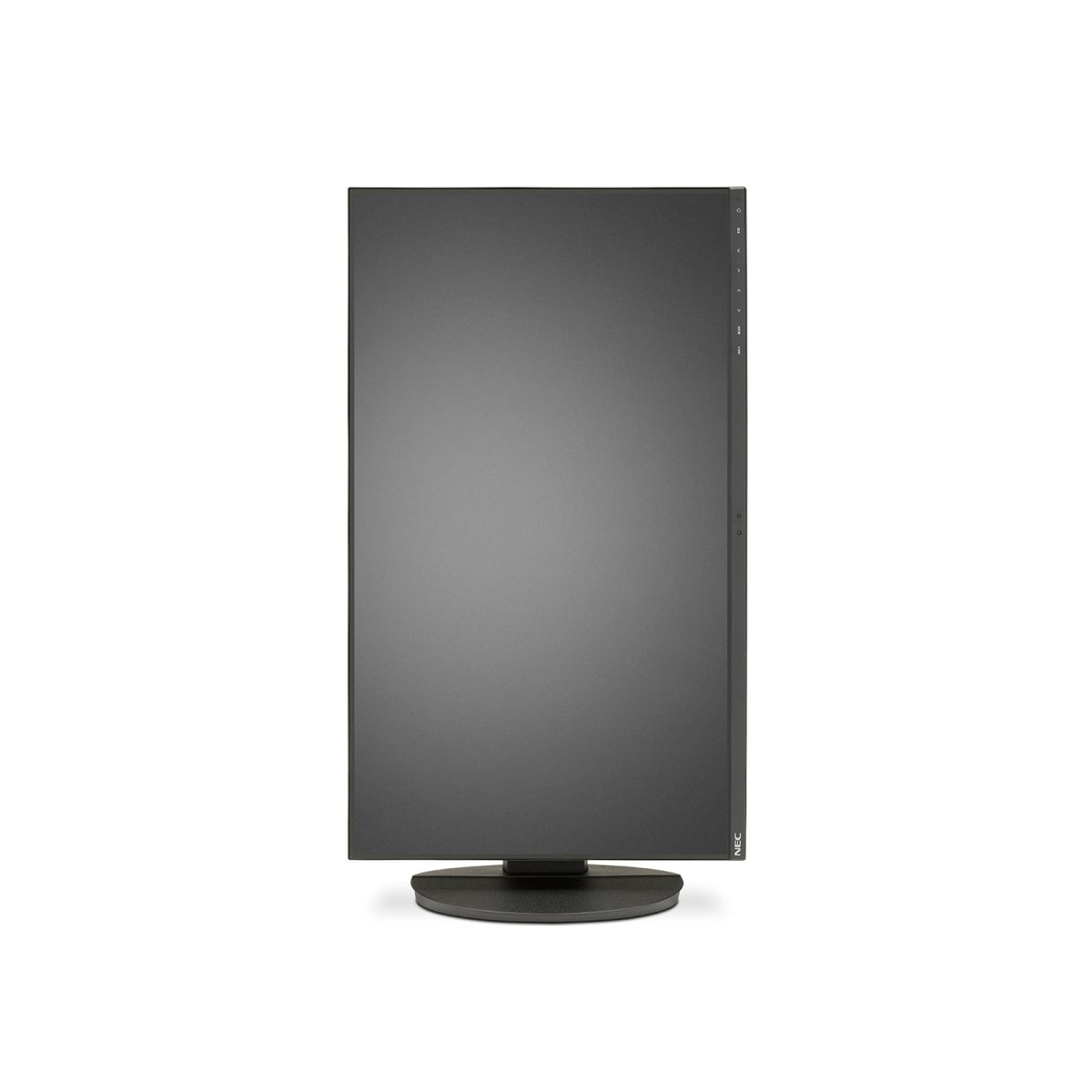 Czarny monitor komputera na białym tle. Ekran jest czarny.