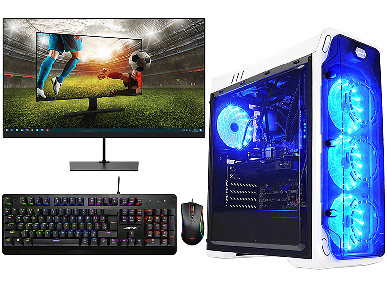 OMIXIMO Gaming Komplett PC LC988W mit AMD Ryzen 5 4600G, Gaming PC, 8 GB RAM, 480 GB SSD, AMD