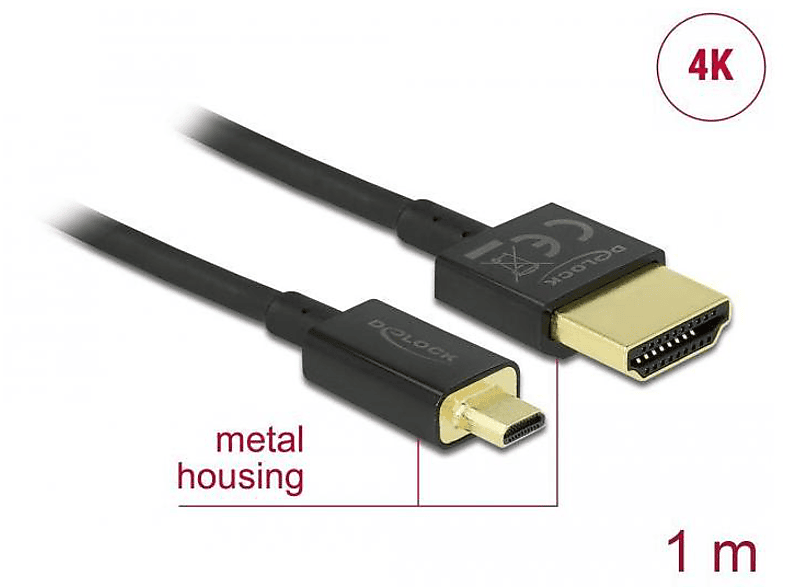 DELOCK Micro-D HDMI-A 3D m Kabel Schwarz <gt/> & & & TV & Optionen 1 DELOCK Video, Audio, Display 4K Zubehör,